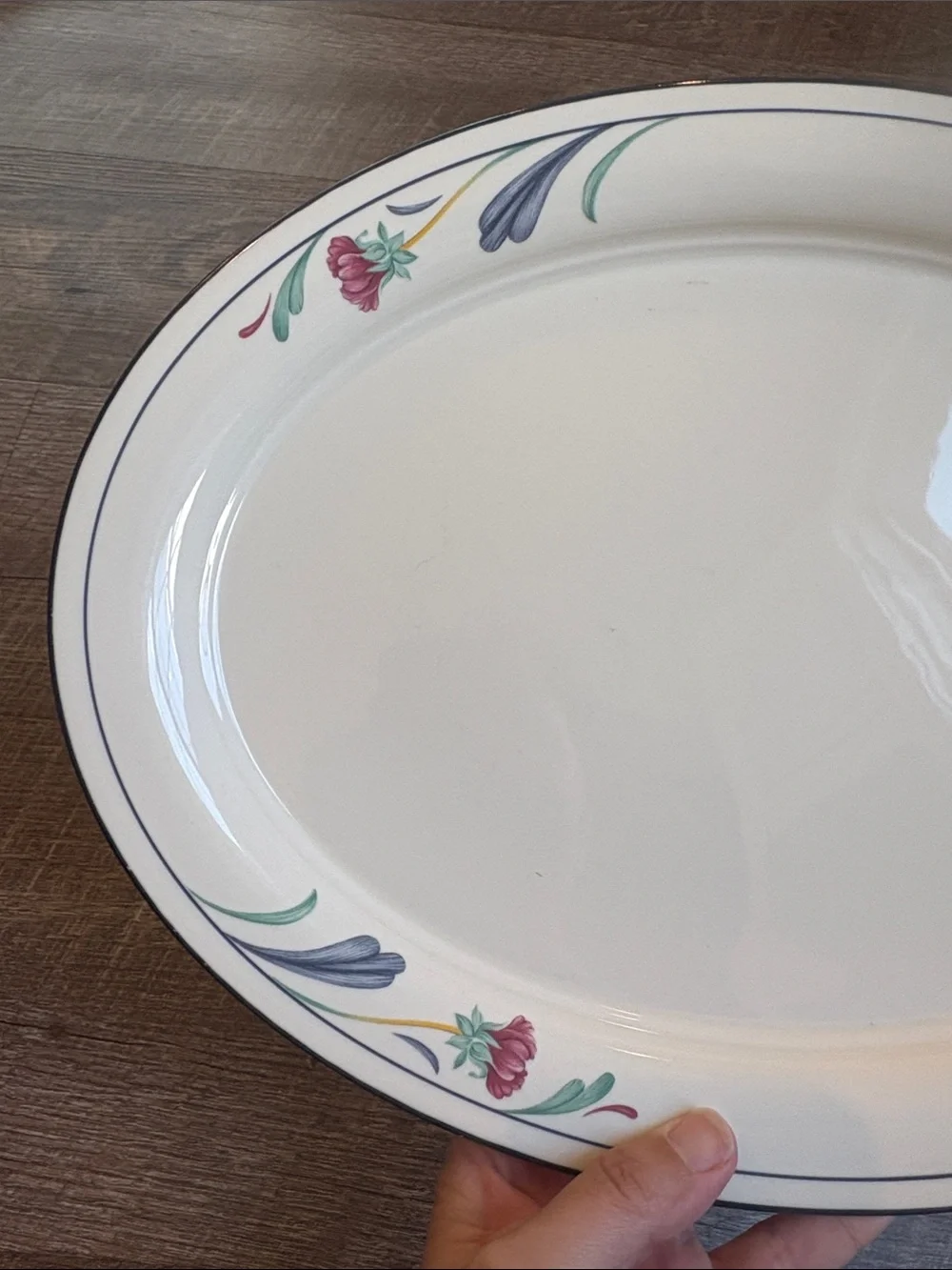 Lenox Chinastone Poppies on Blue Serving Platter 14